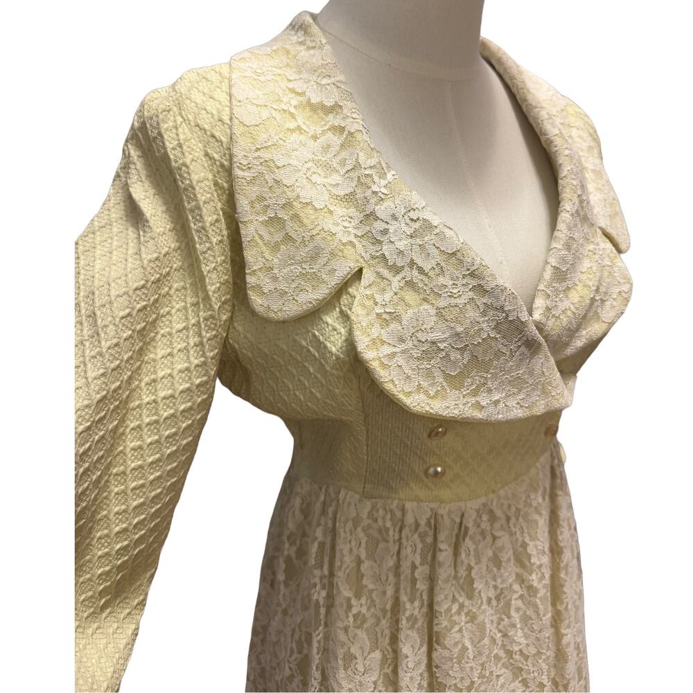 Bridgerton-Inspired Vintage Lace Gown | Romantic Regency Cottagecore Maxi XXS - Picture 8 of 16